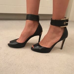 Michael Kors Black Leather Ankle Heels